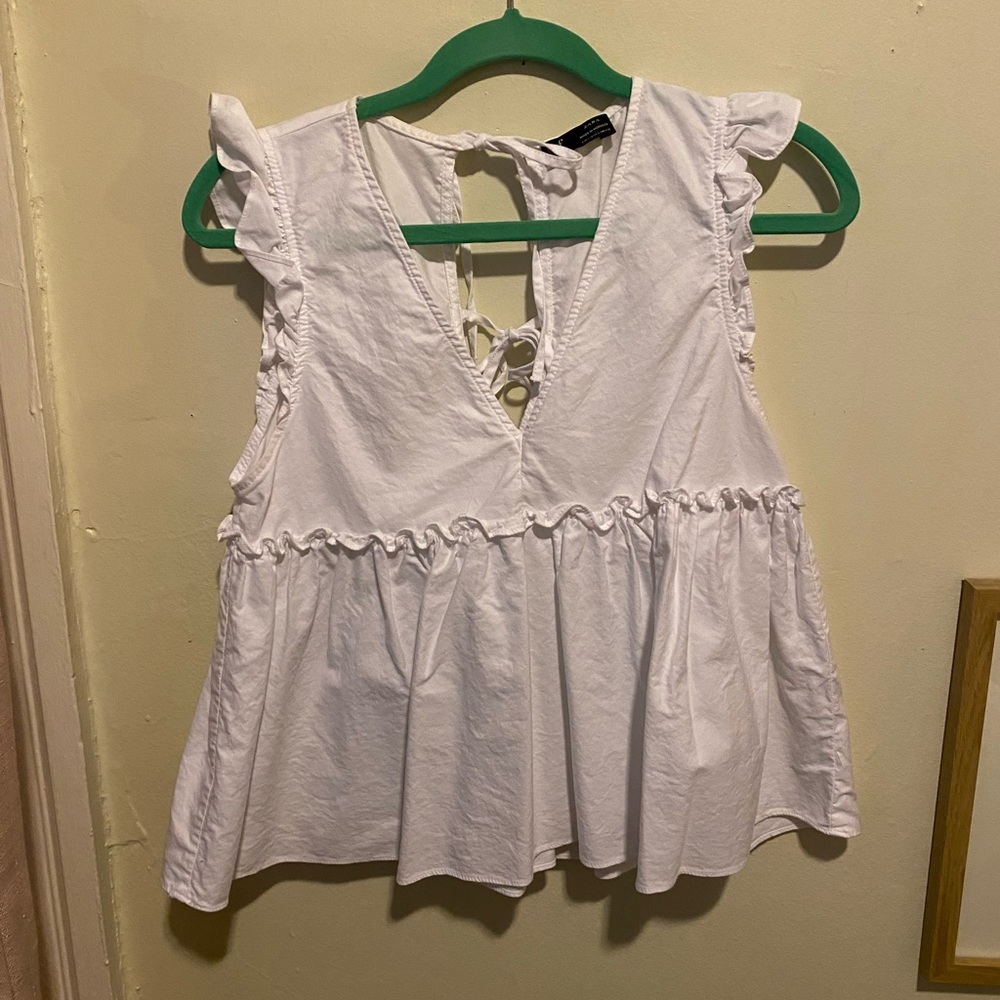 Zara White Poplin Tank
